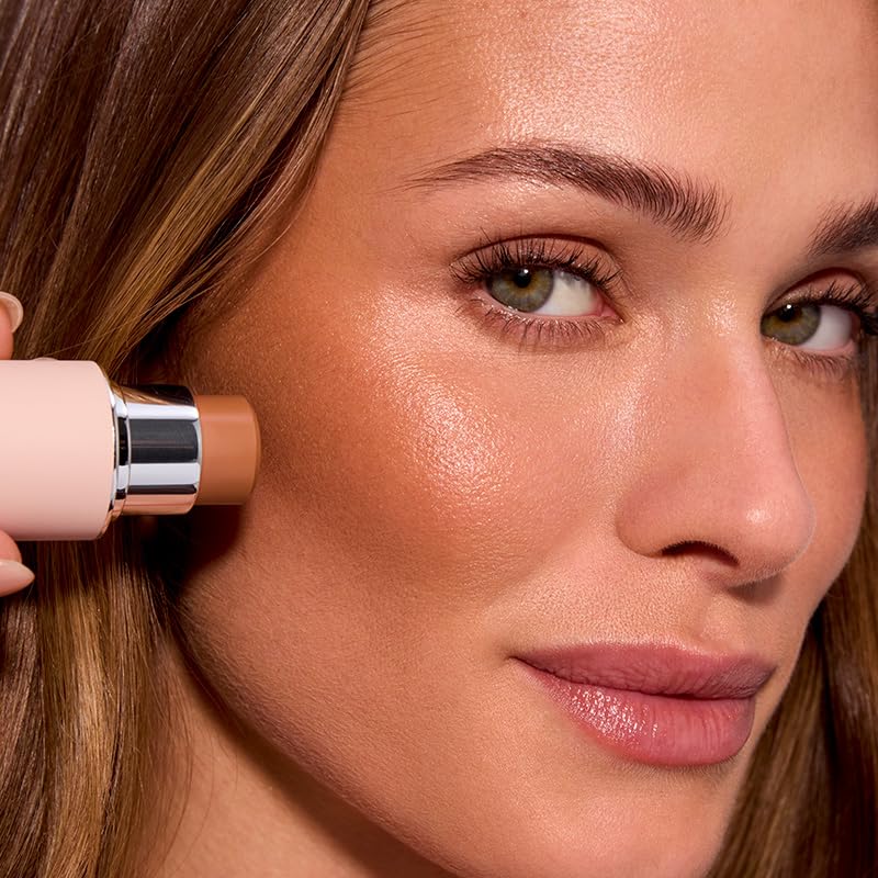 EarthsCure bronzer stick applied on model showing natural sun-kissed glow for everyday wear
