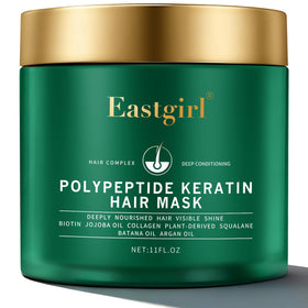 Eastgirl front packaging showing collagen hair mask benefits and size