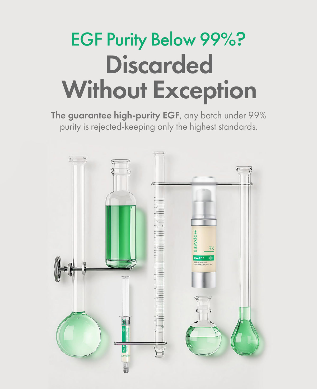 EASYDEW ampoule in hand for scale illustrating travel-friendly size
