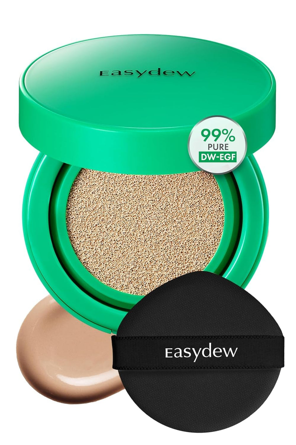Easydew cushion front packaging showing compact and shade #25 Honey benefit portable skincare makeup