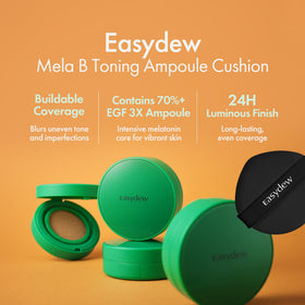 EASYDEW open compact with four-layer puff demonstrating smooth application