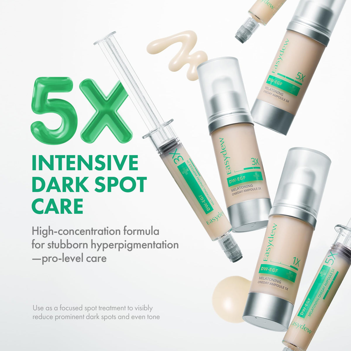 EASYDEW pump close-up dispensing precise serum doses for control