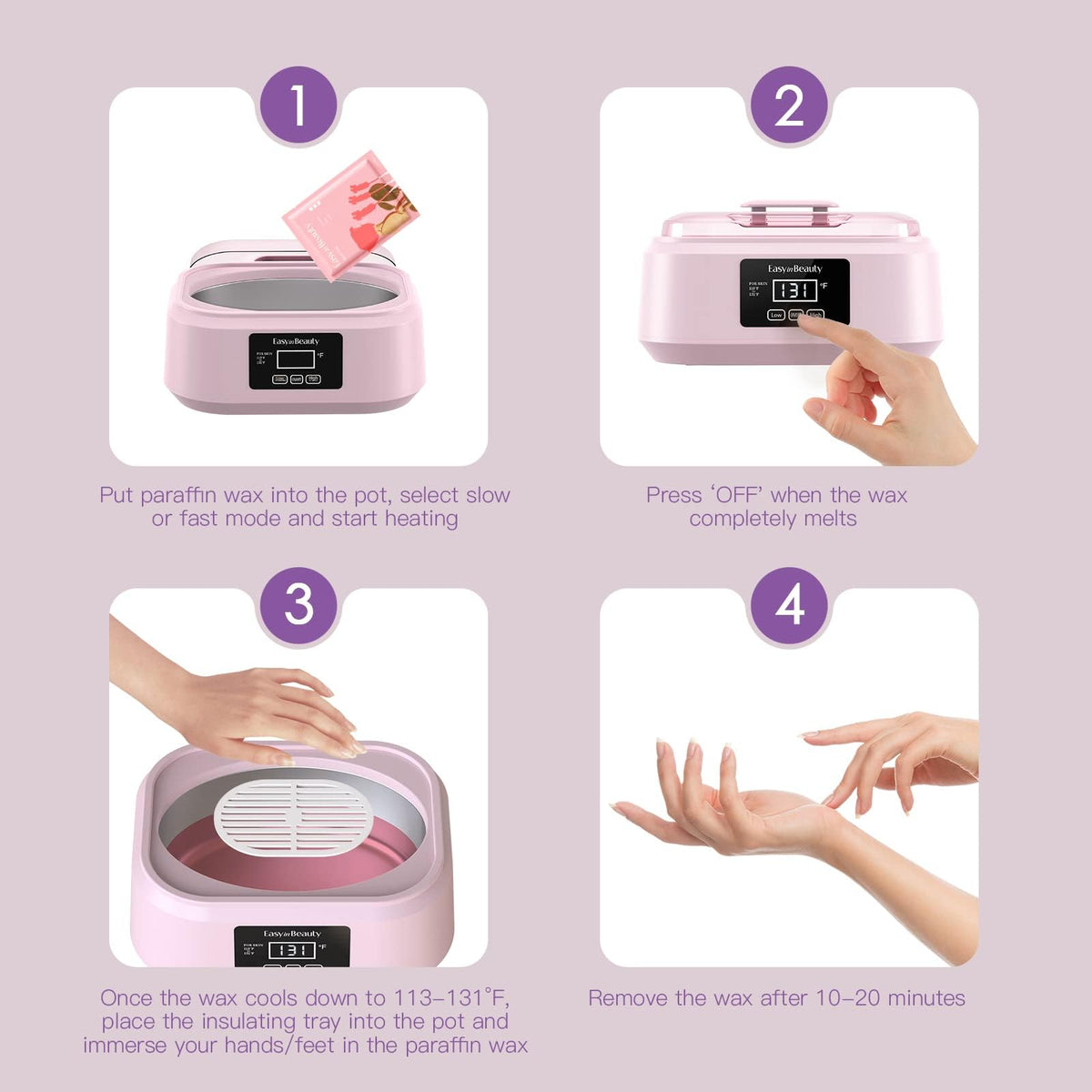 EASYINBEAUTY stacked rose wax packs included for multiple moisturizing treatments
