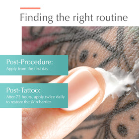 Eau Thermale Avène applying emulsion to arm to soothe post-procedure irritation
