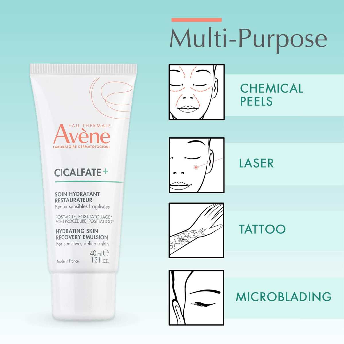 Eau Thermale Avène label detail showing restorative ingredients for barrier support