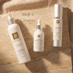 Eavara bottle on bathroom shelf suggesting daily routine ease
