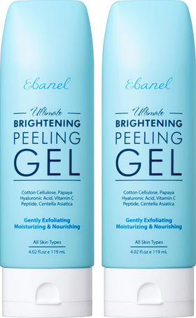 Ebanel front packaging shows two brightening peeling gel tubs and benefits