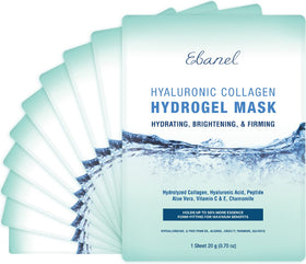 Ebanel front packaging showing 10 hydrogel masks and benefits