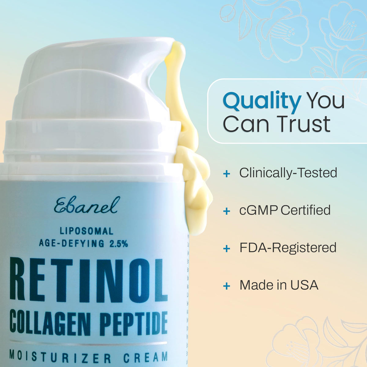 Woman applying Ebanel retinol cream to neck showing targeted smoothing benefits