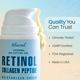 Woman applying Ebanel retinol cream to neck showing targeted smoothing benefits