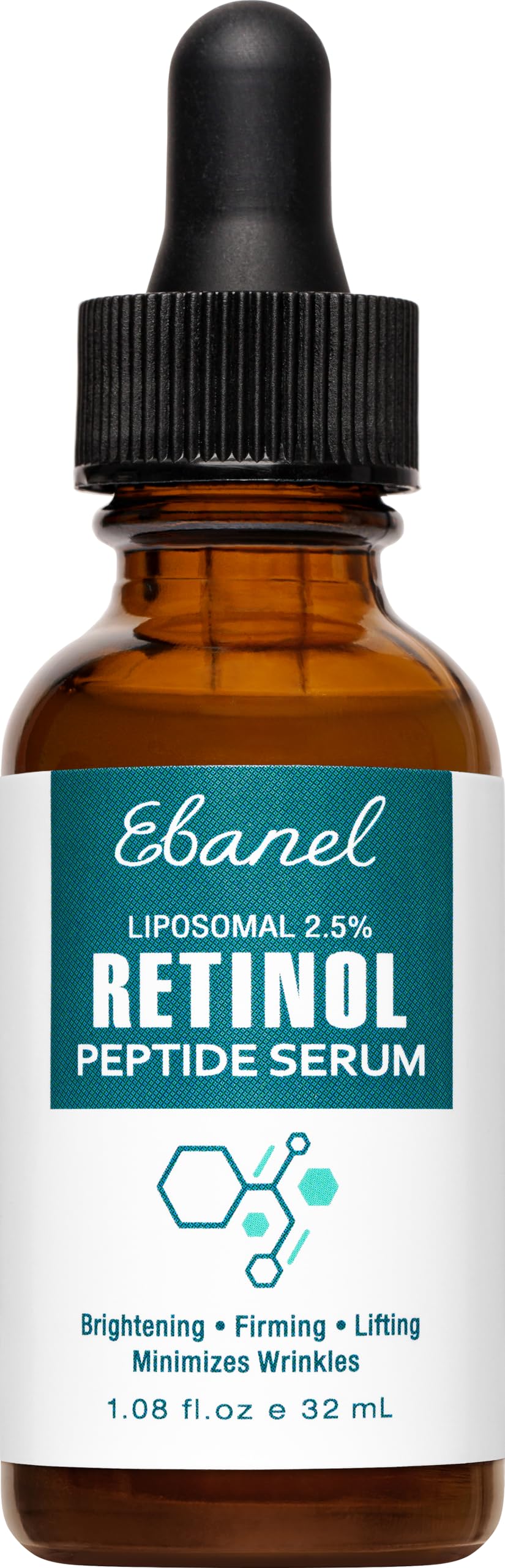 Ebanel front bottle shot showing clean labeling and anti-aging benefit