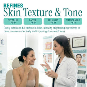 Ebanel serum used on neck and hands, illustrating body brightening benefits