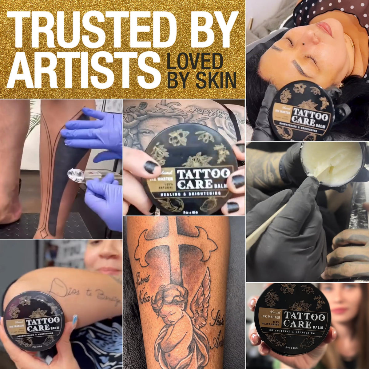 Before and after tattoo image showing Ebanel enhancing ink vibrancy