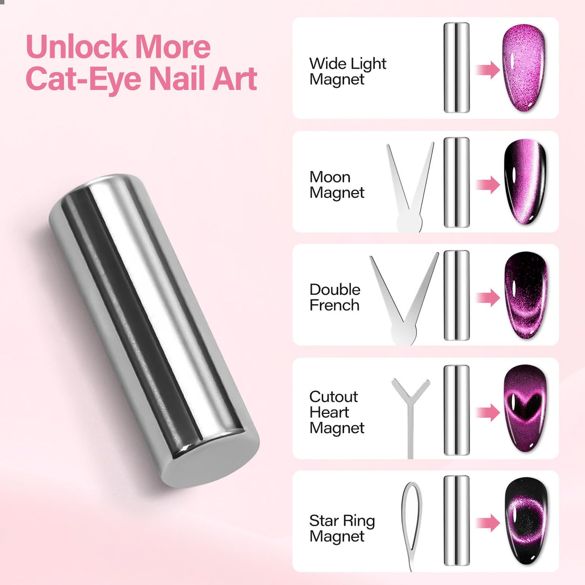 EBANKU detail of paired steel ball magnets creating precise dot highlights for nail accents