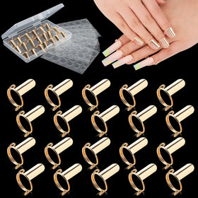 EBANKU front view of gold nail rings set showing elegant finish and variety