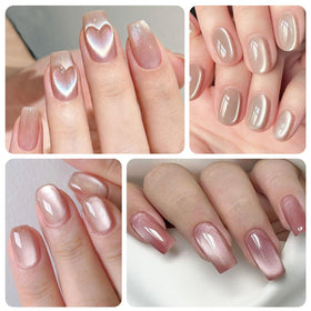 EBANKU lifestyle image of finished cat-eye nails showing glossy reflective stripe and style impact