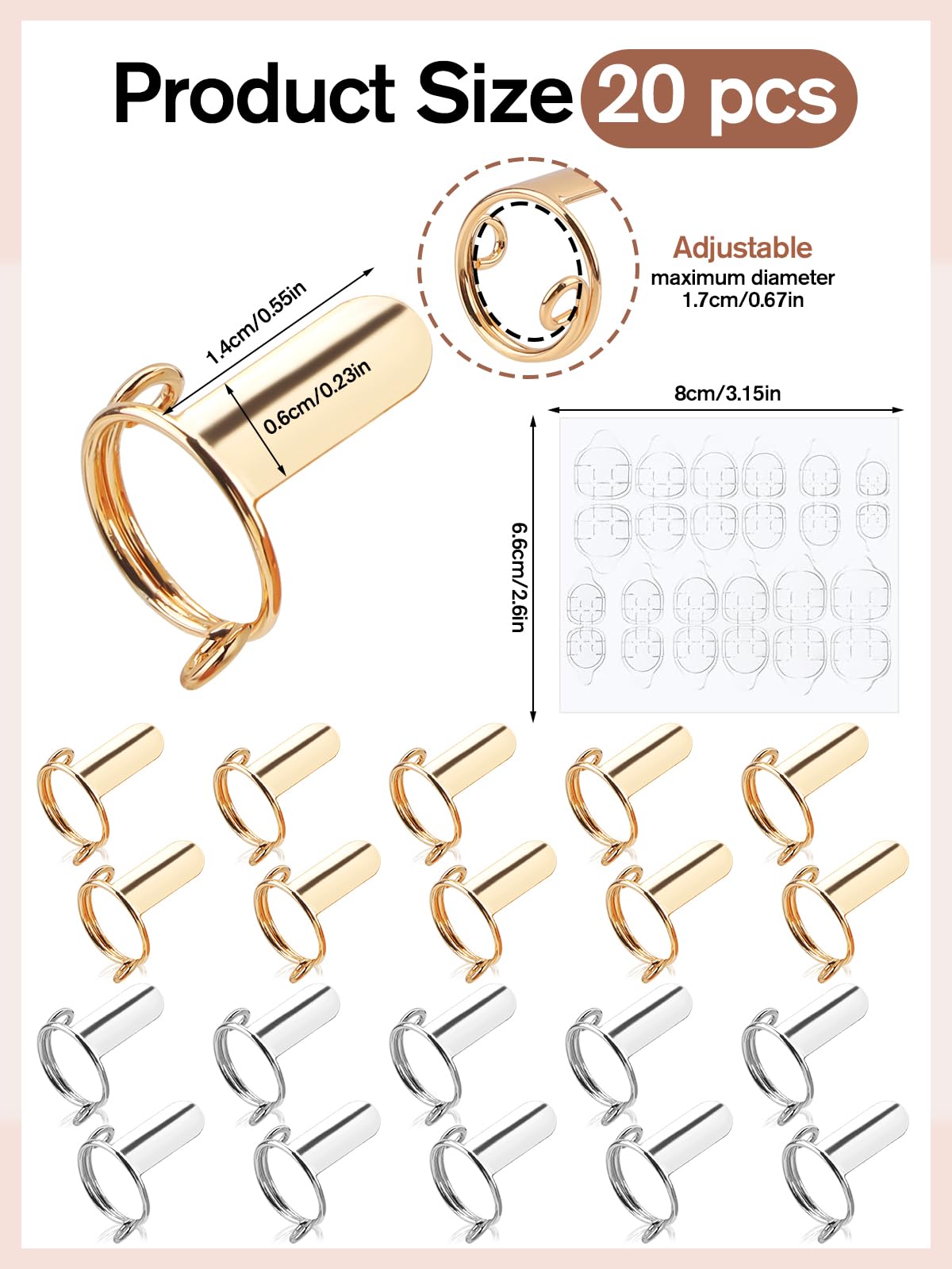 EBANKU rings next to fingertip for scale, helps choose correct sizing