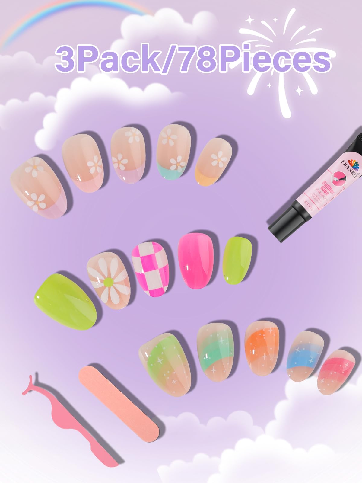 EBANKU size comparison of nails to choose best fit for each finger
