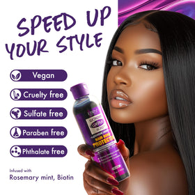 EBIN NEW YORK product applied to scalp demonstrating protective shield benefit