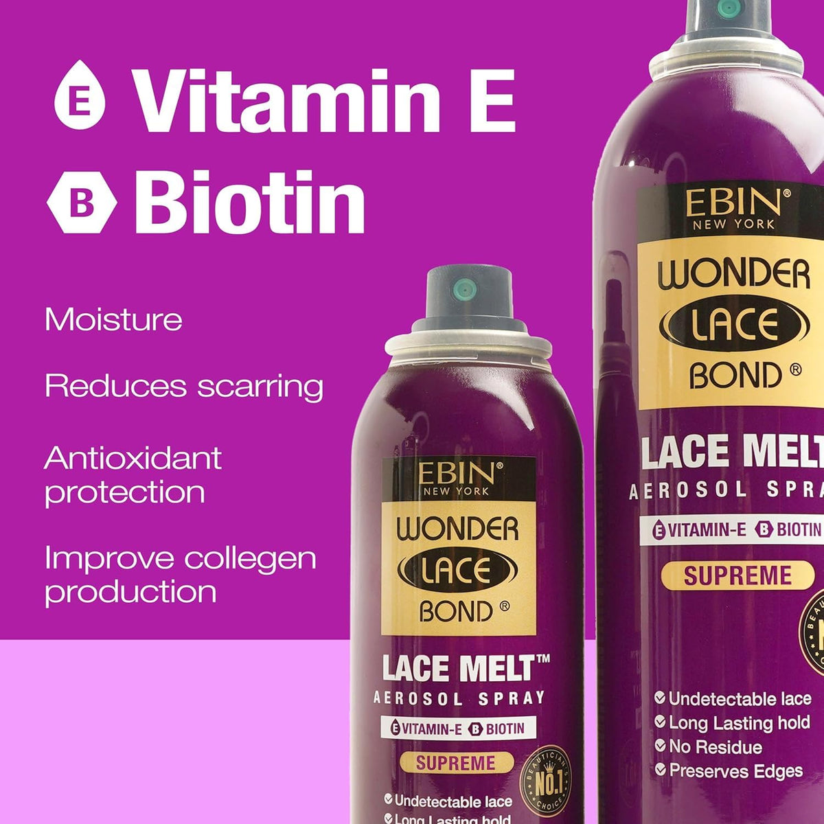 EBIN NEW YORK spray mist applied to lace demonstrating even application and hold
