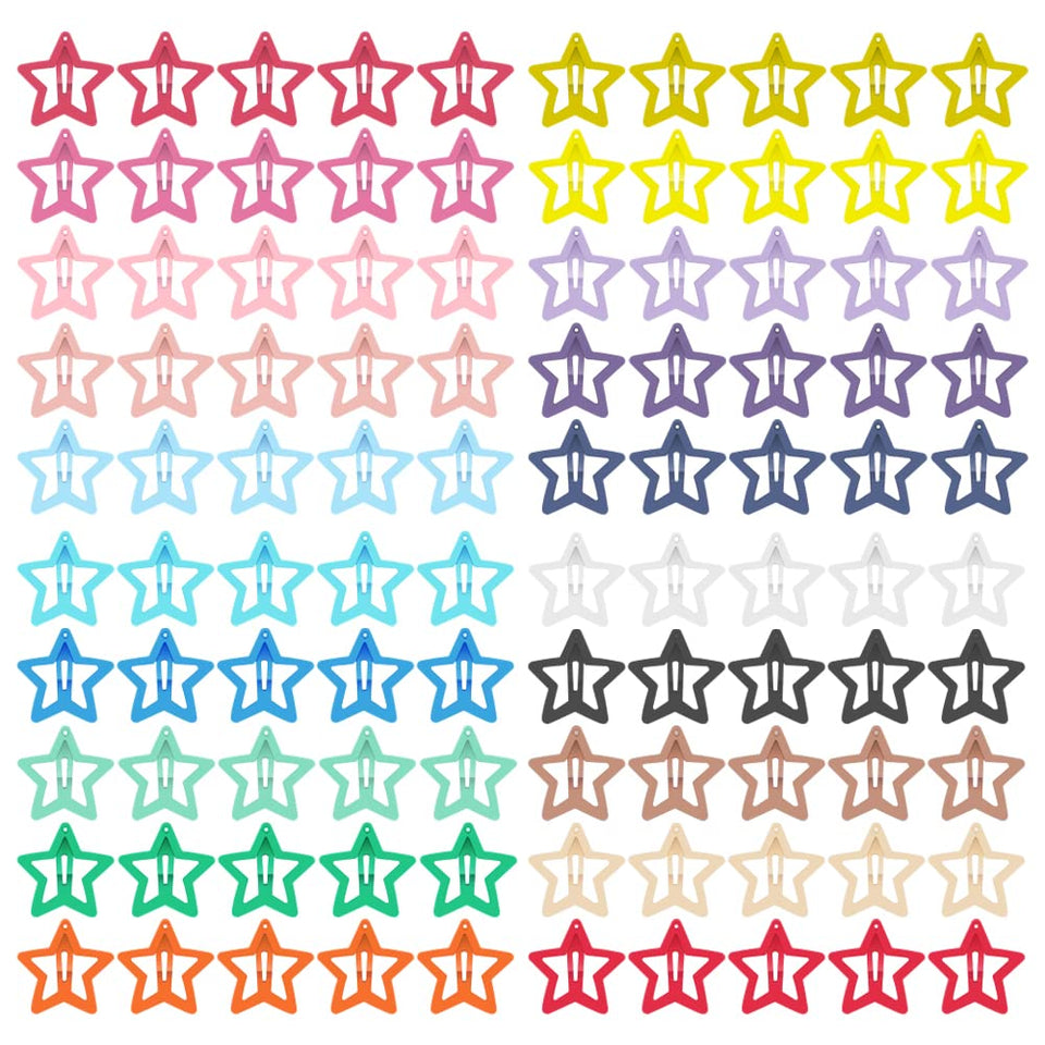 ECADY front pack of 100 star snap clips showing variety and convenience