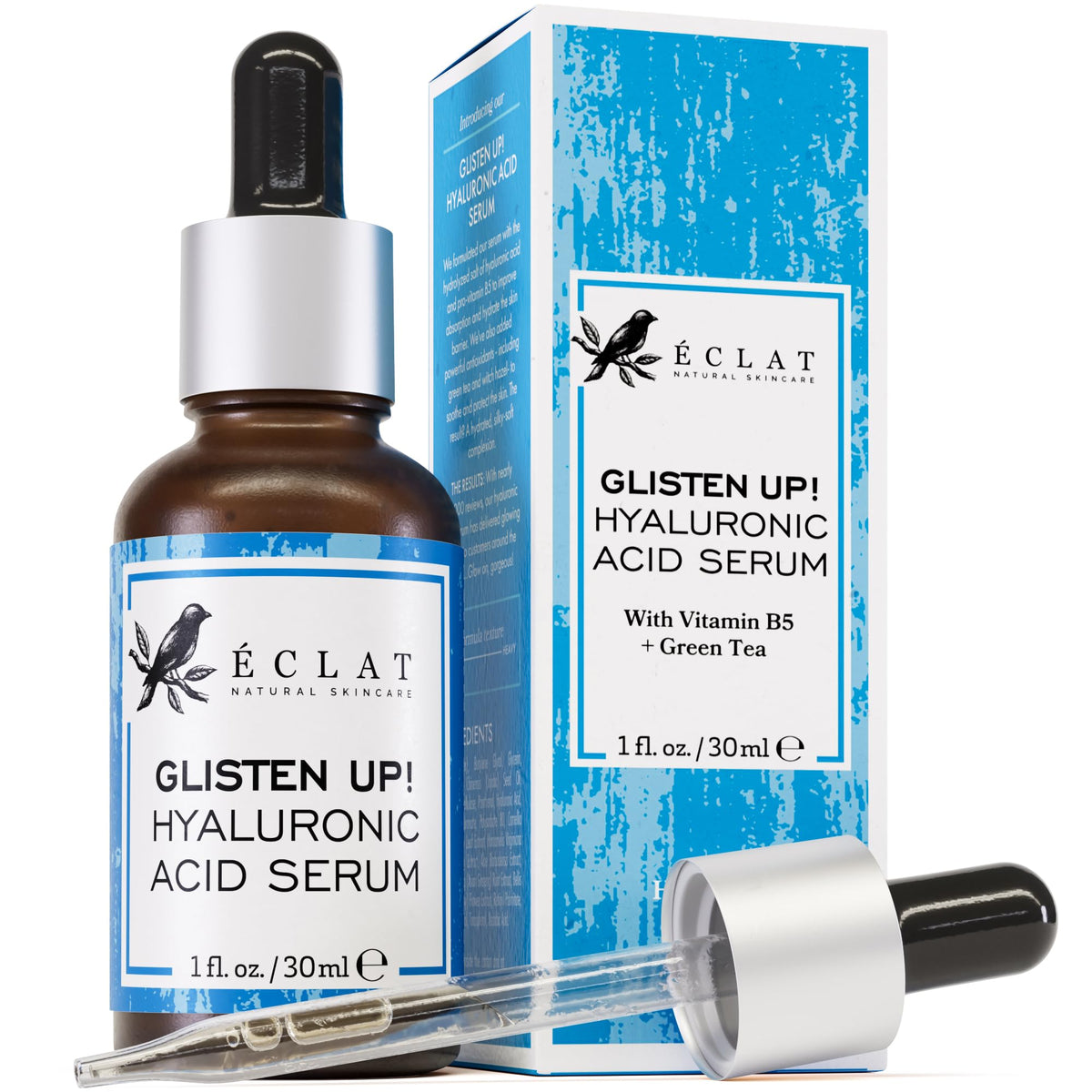 Eclat Skincare front bottle shot showing clean label and product benefits