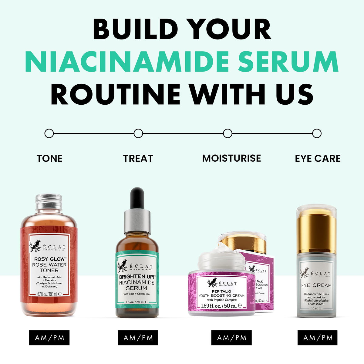 Eclat Skincare applying serum to hand demonstrating smooth spread and quick absorption benefit