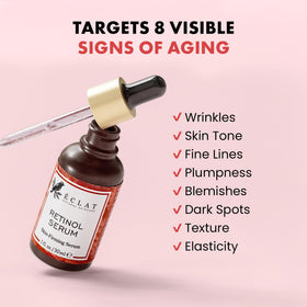 Eclat Skincare retinol serum texture on hand highlighting lightweight, hydrating finish