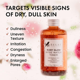 Eclat Skincare droplets of toner falling to show lightweight hydrating texture