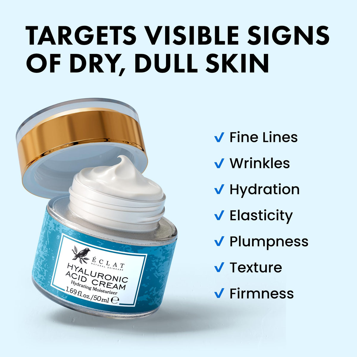 Eclat Skincare cream being applied on hand demonstrating fast absorption benefit