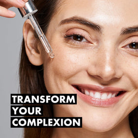 Eclat Skincare three serums lined up to show size and how they pair together