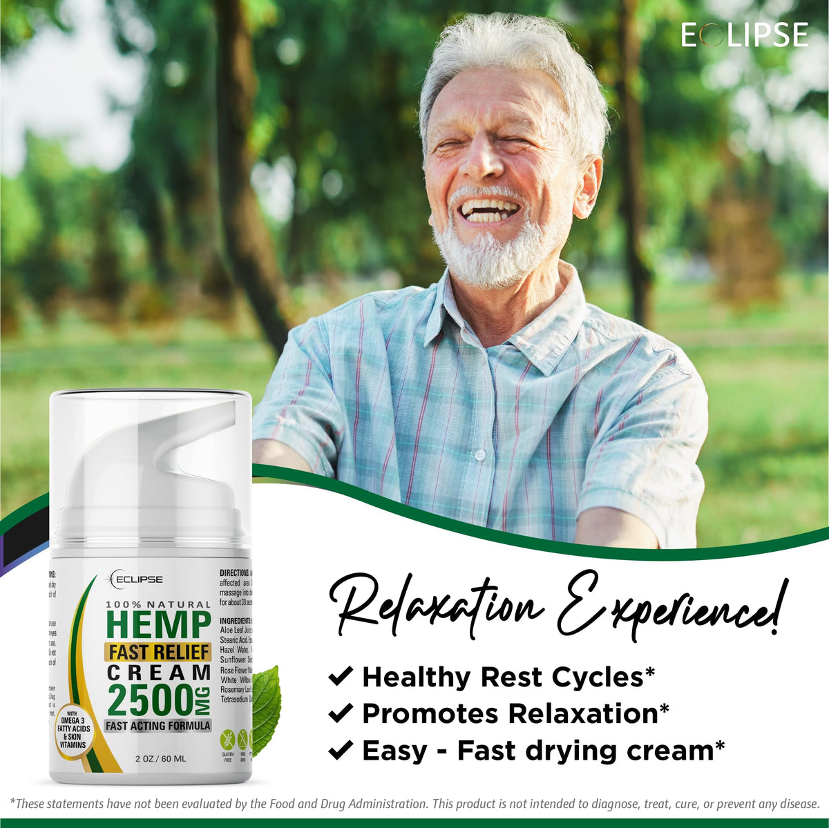 Applying Eclipse Hemp cream to hand demonstrating quick absorption and smooth feel