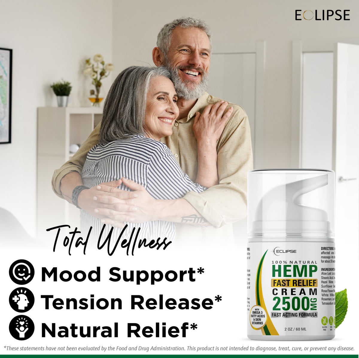 Eclipse Hemp cream open tub revealing creamy texture for easy application