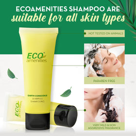 ECO amenities bathroom display with tubes positioned for guest-ready presentation