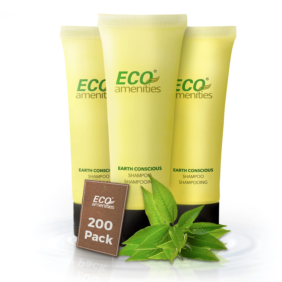 ECO amenities front packaging showing 200 tubes and clear labeling for easy inventory