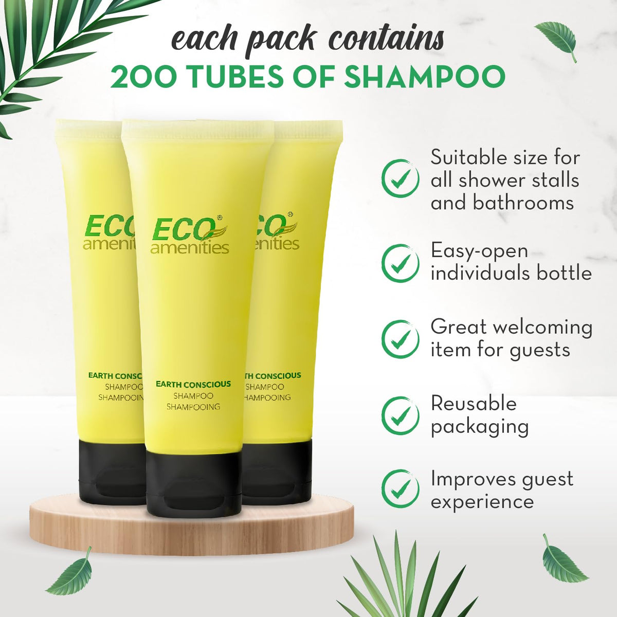 ECO amenities green tea scent illustration communicating light fragrance and guest appeal