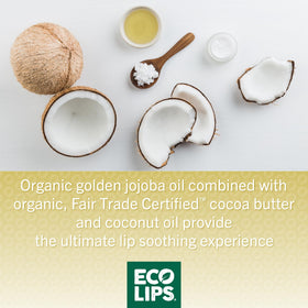 Eco Lips label ingredients detail showing organic and Fair Trade certifications