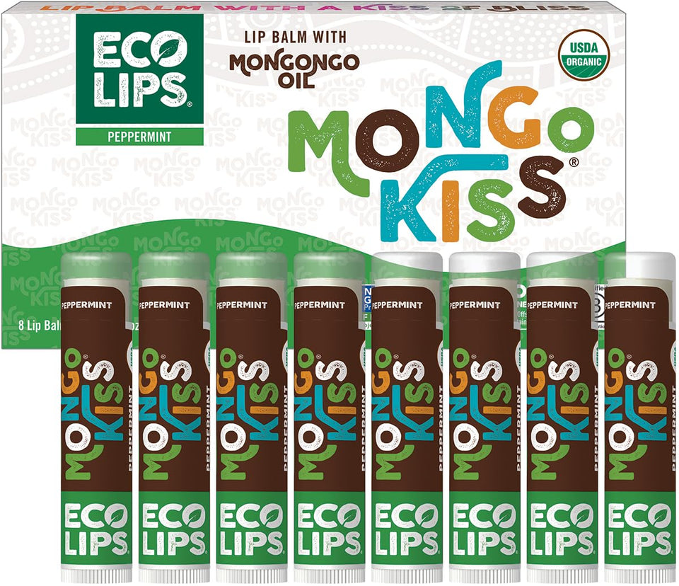Eco Lips Mongo Kiss 8-pack front view showing tubes and eco box for gifting