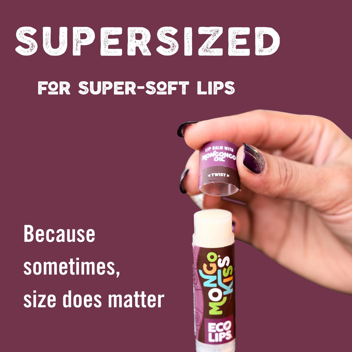 Eco Lips ingredients label showing USDA Organic and Fair Trade cocoa butter benefits