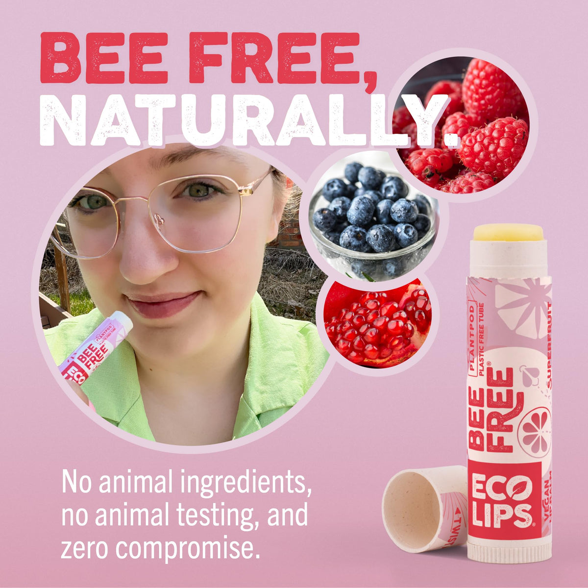 Eco Lips compostable packaging on a tray illustrating recyclable option