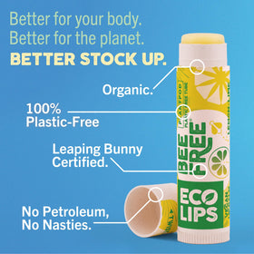 Eco Lips open tubes displaying multiple flavors and application ease