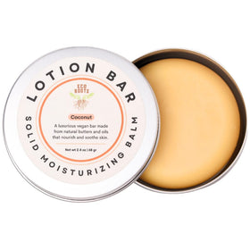 ECO ROOTS front tin view showing compact travel-ready moisturizer