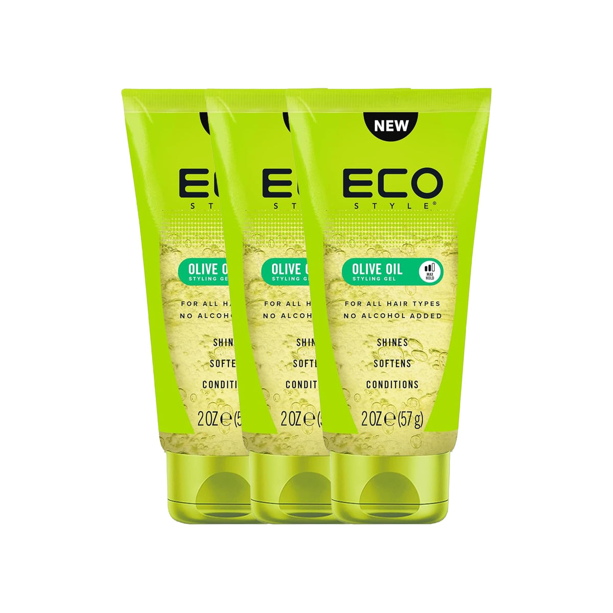Eco Style front packaging showing label and 2 oz bottle, highlights portability and hold