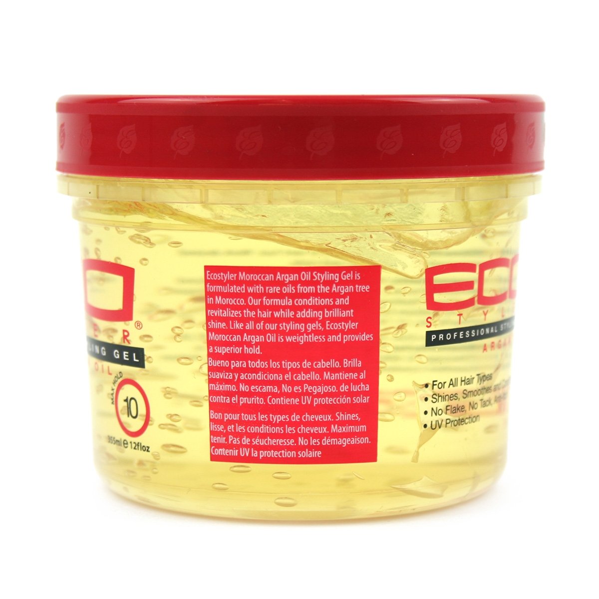 Eco Styler argan oil texture close-up highlighting smooth gel and shine