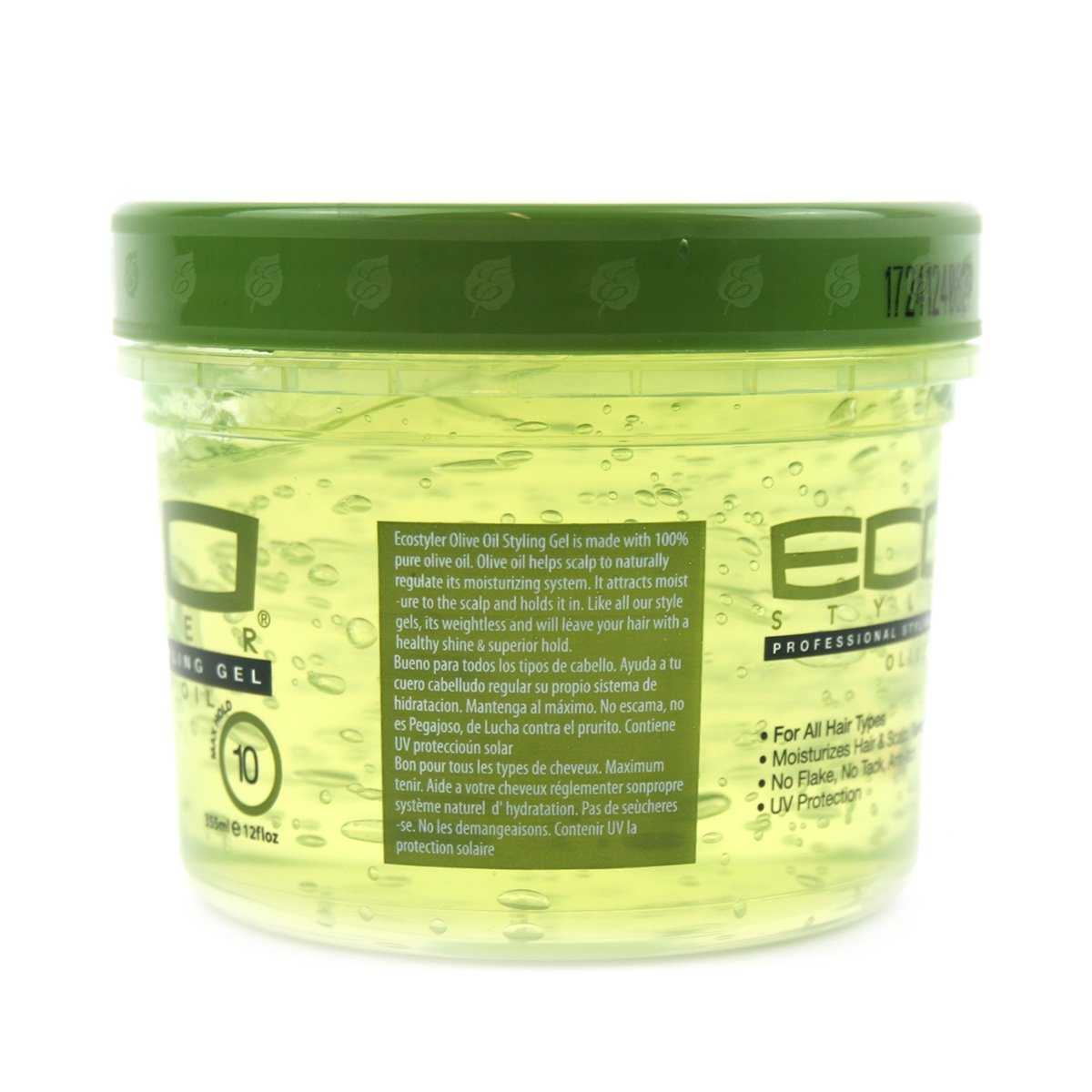 ECCO Eco Styler gel close-up texture with olive oil sheen for smooth hold