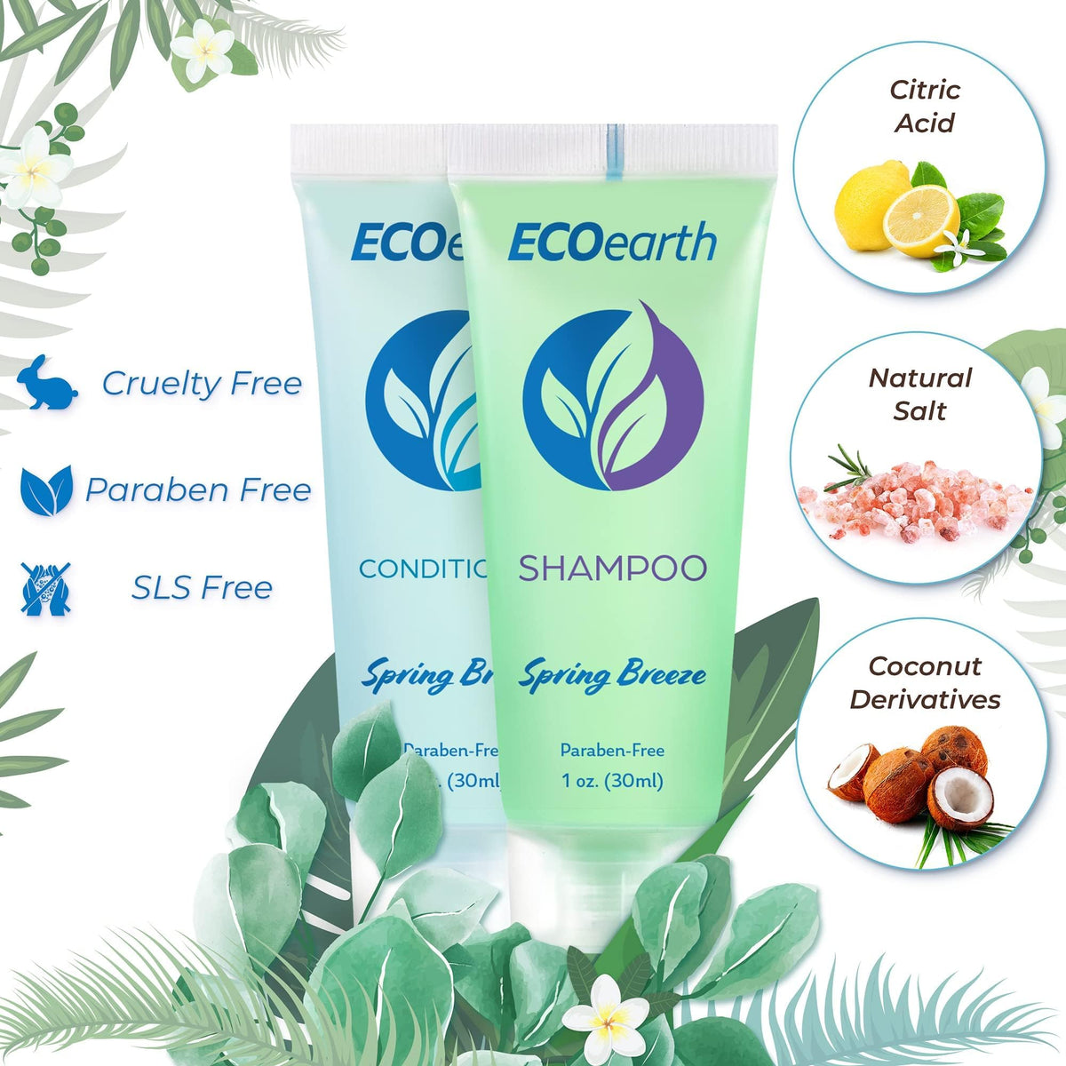 EcoEarth bottle close-up label highlighting cruelty-free ingredients and easy-to-read instructions