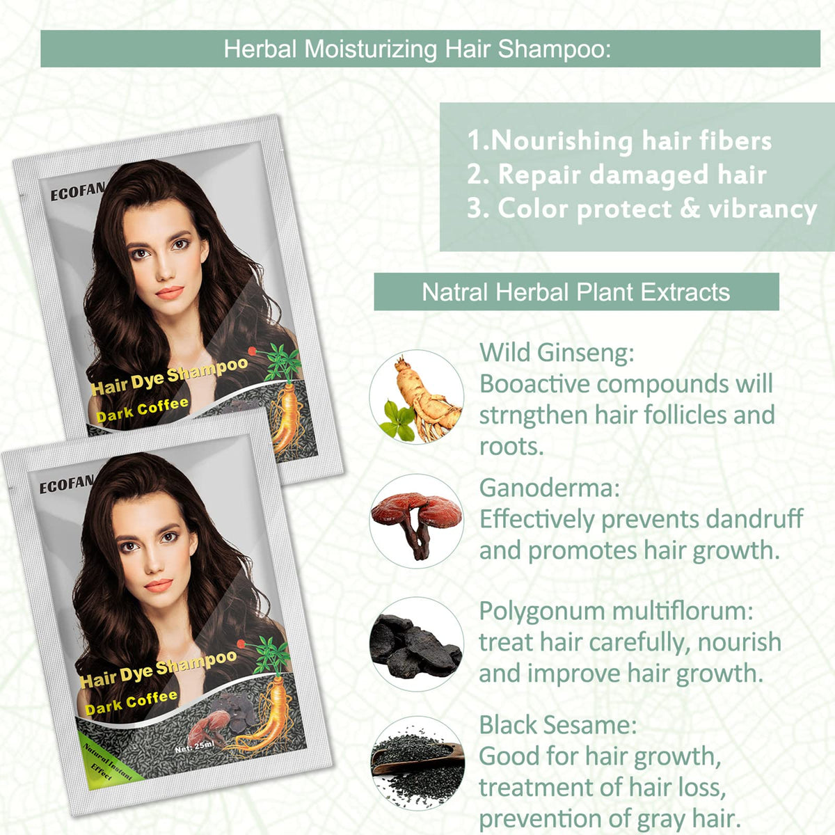ECOFAN application on dry hair demonstrating simple no-mess use and even dyeing benefit