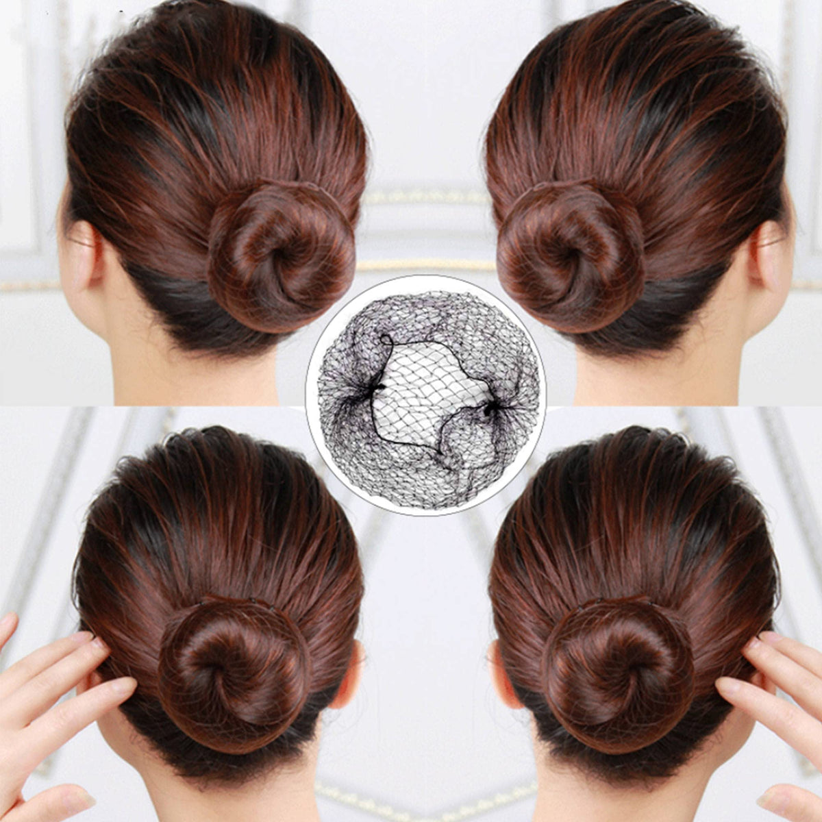 Ecojunmi hair net next to ruler showing 30-inch length, fits very long hair