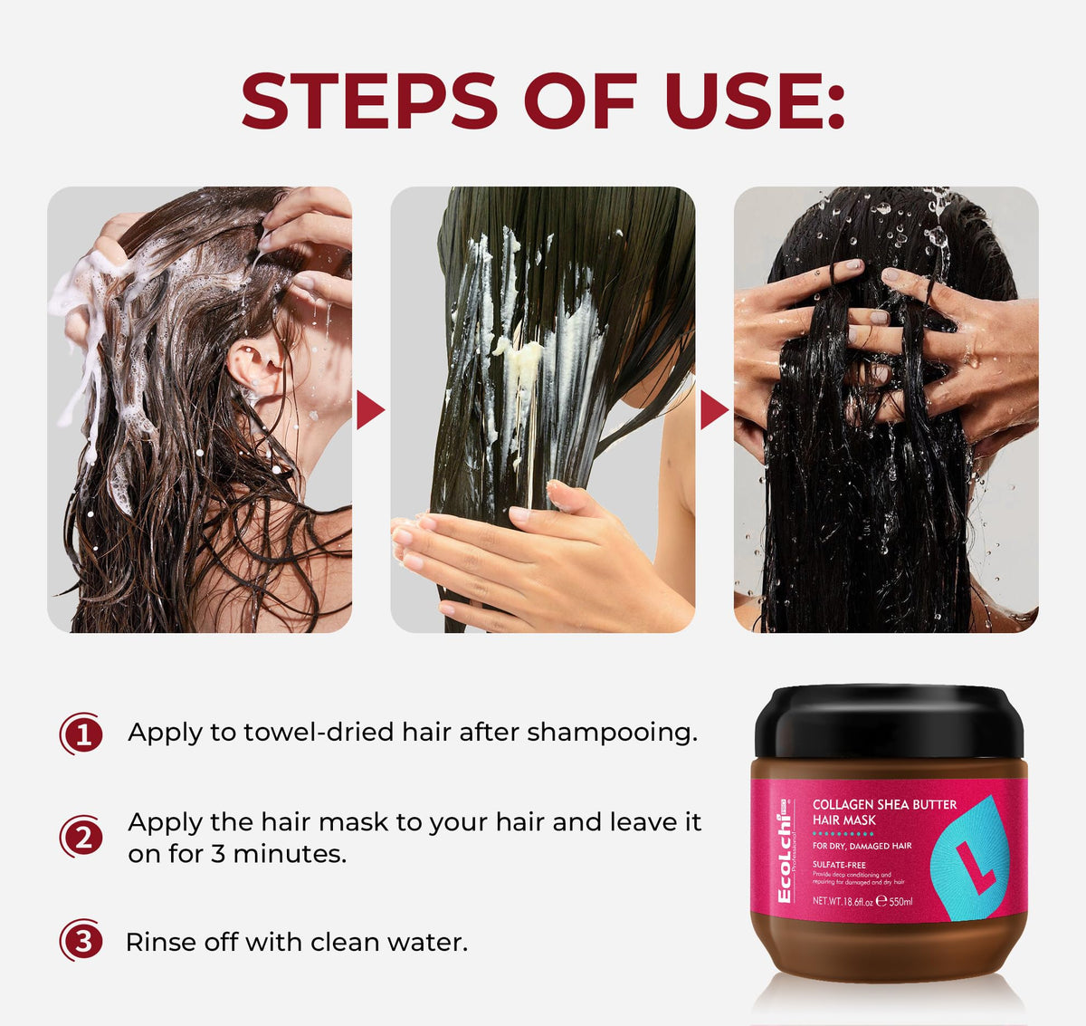 ECOLCHIPRO before and after hair shot showing smoother, shinier hair after use