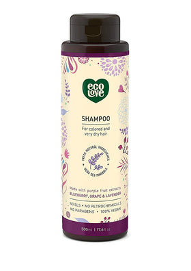 ecoLove front bottle view showing lavender shampoo for gentle cleansing